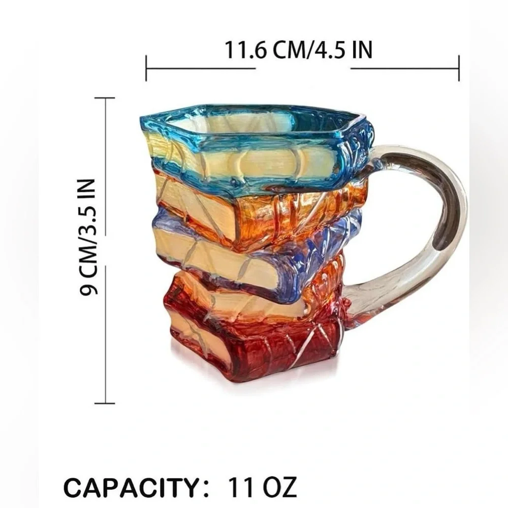 3D Painted Book Mug 11 Oz Novelty Coffee Tea Cup Multicolor nWOT